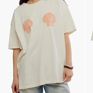 Free People Shell Oversize Cotton Graphic Tee NWT